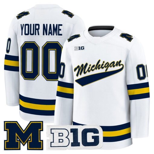 Custom Michigan Wolverines Jersey Name, Number 2025-26 Premium Stitched White