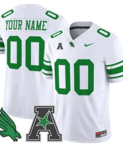 Custom North Texas Mean Green Jersey 2025 Vapor Limited Stitched White
