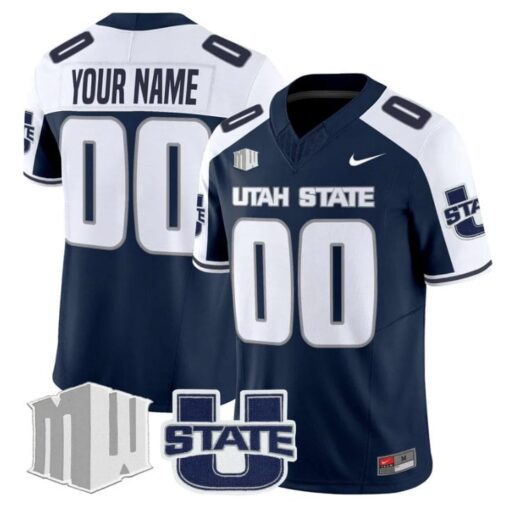 Custom Utah State Aggies Jersey Name, Number 2025 Vapor Limited Stitched Navy Alter