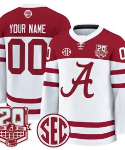 Alternative view of Custom Alabama Crimson Jersey 2025-26 Premium 20th Anniversary Patch Stitched