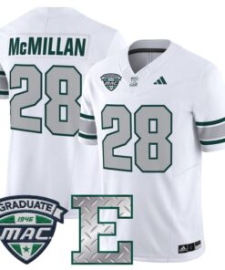 Dontae McMillan Jersey 28 Eastern Michigan Eagles 2025 Limited Stitched White