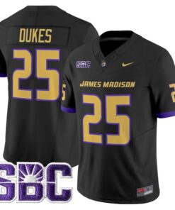 Dukes Jersey 25 James Madison Dukes 2025 Vapor Limited Stitched Black