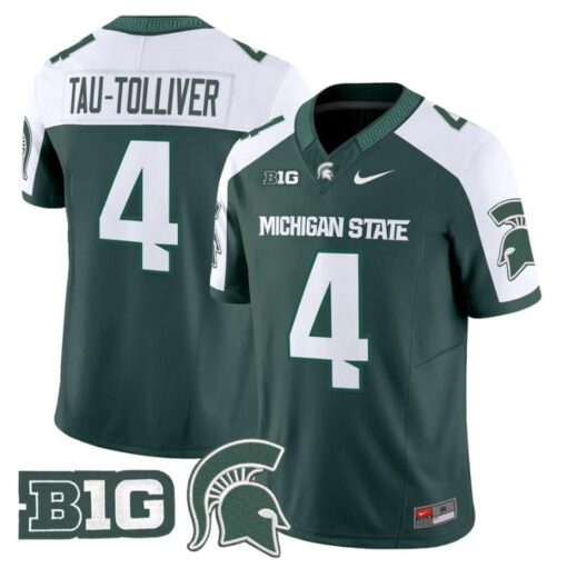 Elijah Tau-Tolliver Jersey #4 Michigan State Spartans 2025 Stitched Green Alter