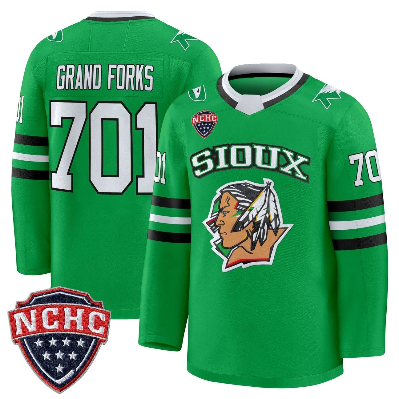 Grand Forks Jersey #701 North Dakota Fighting Hawks 2025-26 Stitched - Image 2