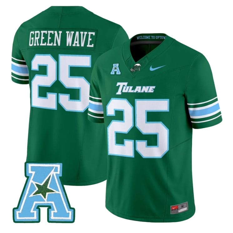 Green Wave Jersey #25 Tulane Green Wave 2025 Vapor Limited Stitched - Image 4