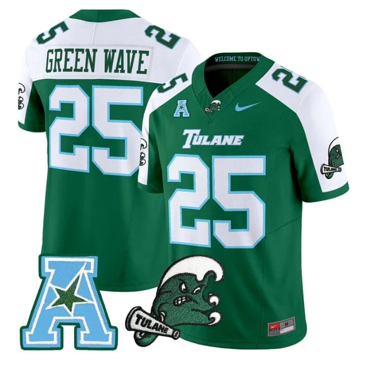 Green Wave Jersey #25 Tulane Green Wave 2025 Vapor Limited Stitched - Image 3