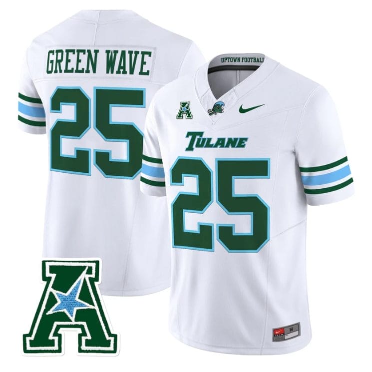 Green Wave Jersey #25 Tulane Green Wave 2025 Vapor Limited Stitched - Image 5