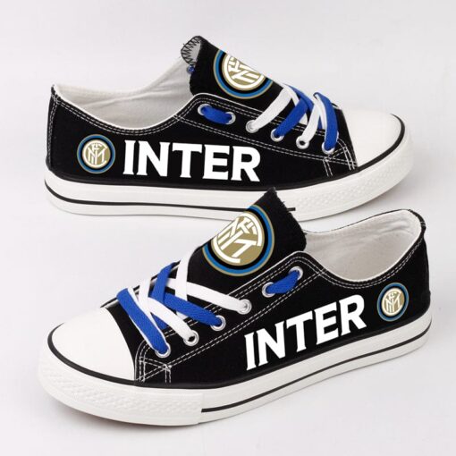Inter Milan Low Top Canvas Sport Sneakers Shoes For Men Women Fans
