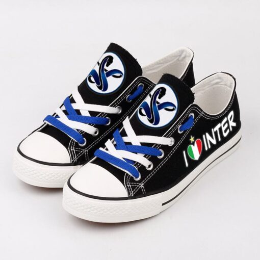 Inter Milan Low Top Canvas Sport Sneakers Shoes For Men Women Fans - Image 2