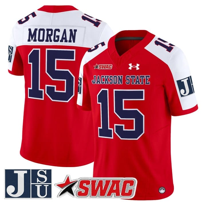 JaCobian Morgan Jersey #15 Jackson State Tigers 2025 Vapor Stitched - Image 3