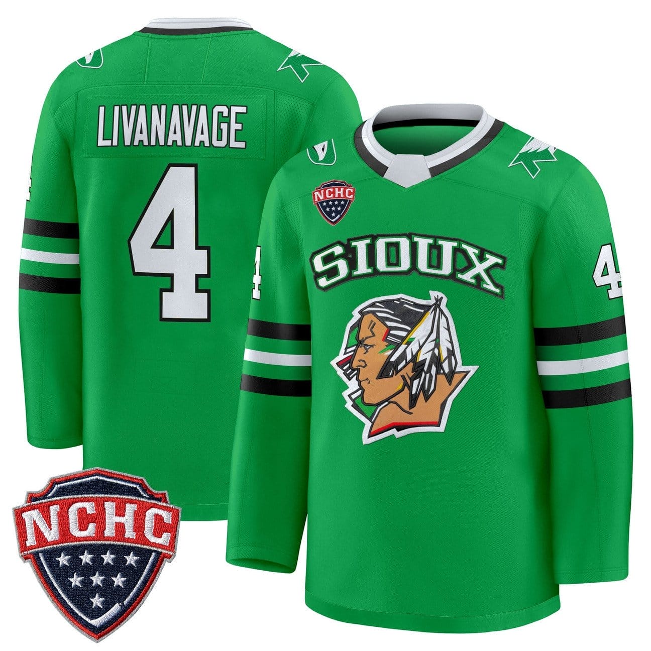 Jake Livanavage Jersey #4 North Dakota Fighting Hawks 2025-26 Stitched - Image 2