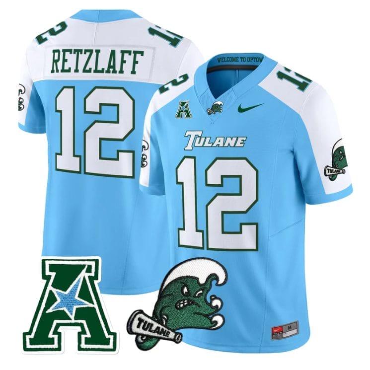 Jake Retzlaff Jersey #12 Tulane Green Wave 2025 Vapor Limited Stitched