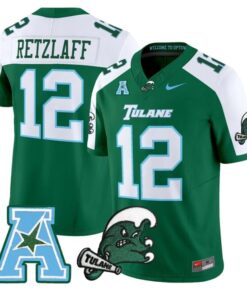 Jake Retzlaff Jersey 12 Tulane Green Wave 2025 Vapor Limited Stitched Green Alter