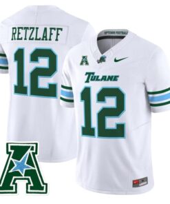 Jake Retzlaff Jersey 12 Tulane Green Wave 2025 Vapor Limited Stitched White