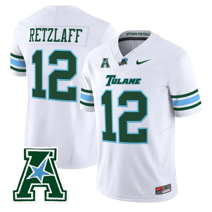 Jake Retzlaff Jersey #12 Tulane Green Wave 2025 Vapor Limited Stitched - Image 5