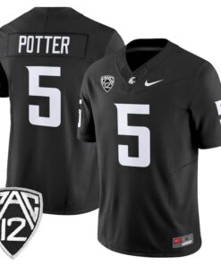 Jaxon Potter Jersey 5 Washington State Cougars 2025 Vapor Stitched Black