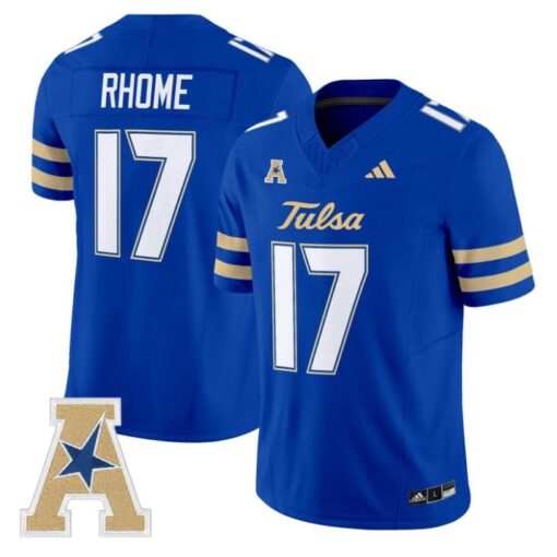 Jerry Rhome Jersey #17 Tulsa Golden Hurricane 2025 Vapor Stitched Royal