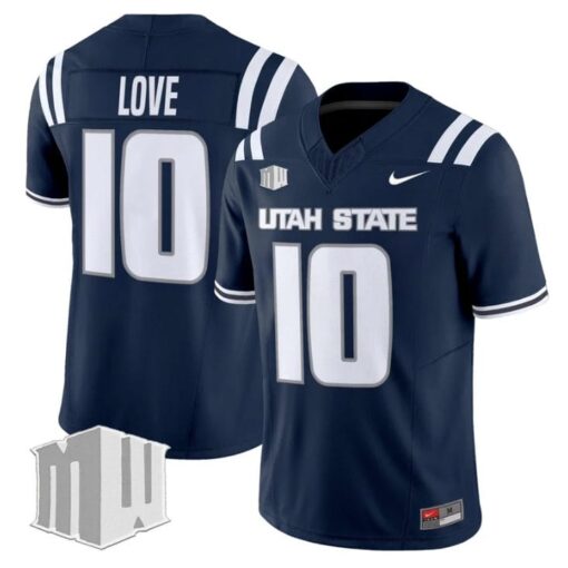 Jordan Love Jersey #10 Utah State Aggies 2025 Vapor Limited Stitched Navy