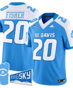 Jordan Fisher Jersey 20 UC Davis Aggies 2025 Lake Tahoe Patch Stitched Aqua Alter