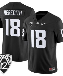 Joshua Meredith Jersey 18 Washington State Cougars 2025 Vapor Stitched Black