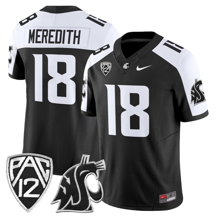 Joshua Meredith Jersey 18 Washington State Cougars 2025 Vapor Stitched Black Alter