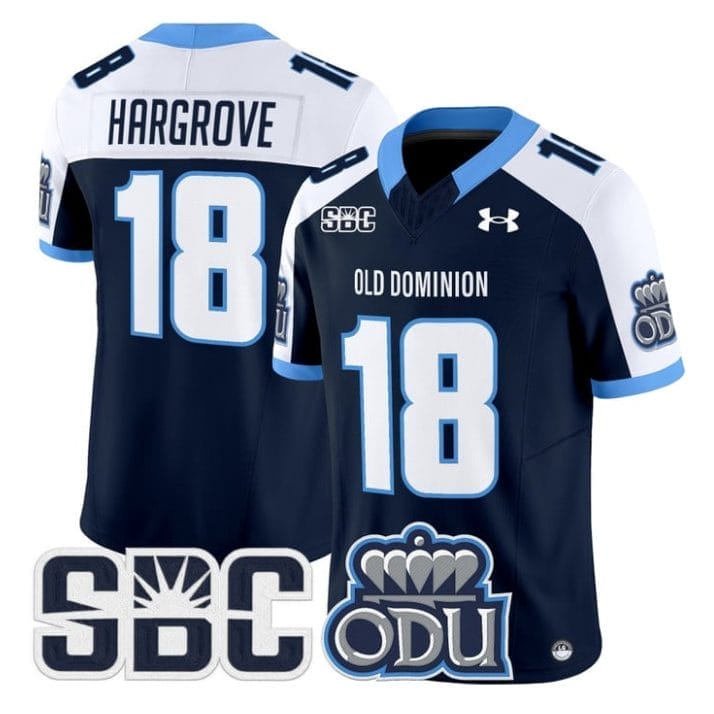 Ke'Travion Hargrove Jersey #18 Old Dominion Monarchs 2025 Stitched Navy Alter 1 Ke'Travion Hargrove Jersey #18 Old Dominion Monarchs 2025 Stitched Navy Alter