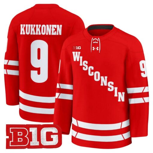 Kyle Kukkonen Jersey #9 Wisconsin Badgers 2025-26 Premium Stitched