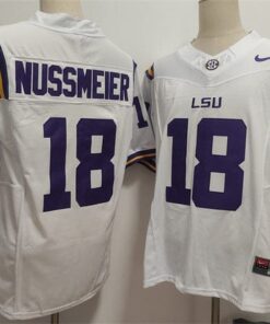LSU Tigers 18 Garrett Nussmeier White F.U.S.E. Stitched Jersey