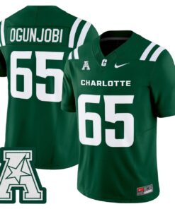 Larry Ogunjobi Jersey #65 Charlotte 49ers 2025 Vapor Limited Stitched 9 Larry Ogunjobi Jersey 65 Charlotte 49ers 2025 Vapor Limited Stitched Green