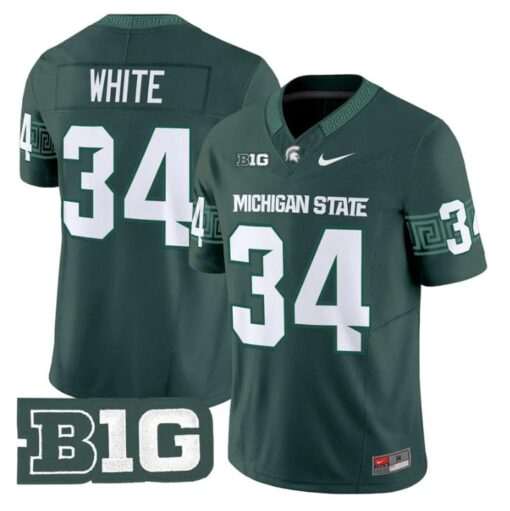 Lorenzo White Jersey #34 Michigan State Spartans 2025 Vapor Stitched Green
