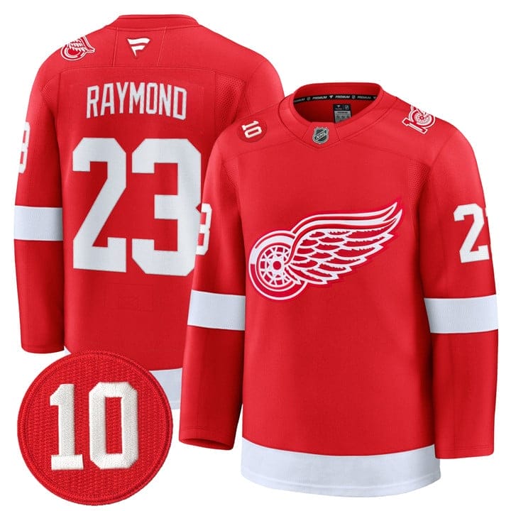 Lucas Raymond Jersey #23 Detroit Red Wings #10 Alex Delvecchio Honoring Stitched