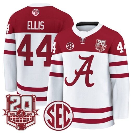 Luke Ellis Jersey #44  Alabama Crimson Tide 2025-26 Premium 20th Anniversary Patch Stitched - Image 2