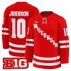 Mark Johnson Jersey 10 Wisconsin Badgers 2025 26 Premium Stitched Red