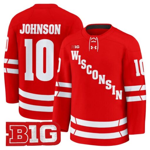 Mark Johnson Jersey #10 Wisconsin Badgers 2025-26 Premium Stitched