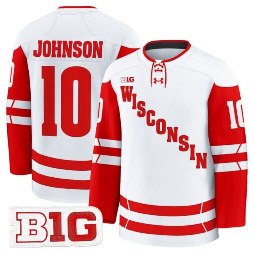 Mark Johnson Jersey #10 Wisconsin Badgers 2025-26 Premium Stitched - Image 2