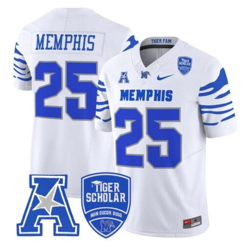 Memphis Jersey #25 Memphis Tigers 2025 Vapor Limited Stitched White