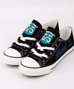 Alternative view of Miami Marlins Limited Print Low Top Canvas Shoes Sport Sneakers For Men Women Fans