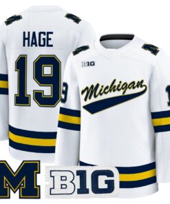 Michael Hage Jersey 19 Michigan Wolverines 2025 26 Premium Stitched White