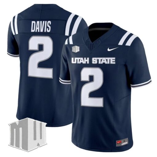 Miles Davis Jersey #2 Utah State Aggies 2025 Vapor Limited Stitched Navy