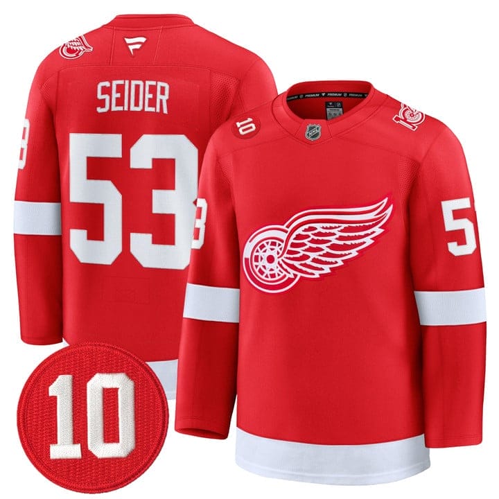 Moritz Seider Jersey #53 Detroit Red Wings #10 Alex Delvecchio Honoring Stitched