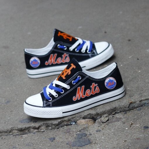 New York Mets Limited Print Low Top Canvas Shoes Sport Sneakers For Men Women Fans