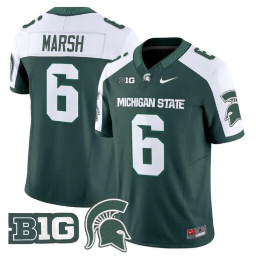 Nick Marsh Jersey #6 Michigan State Spartans 2025 Vapor Stitched Green Alter