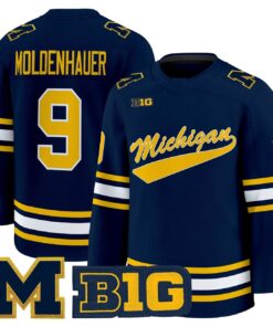 Alternative view of Nick Moldenhauer Jersey #9 Michigan Wolverines 2025-26 Premium All Stitched
