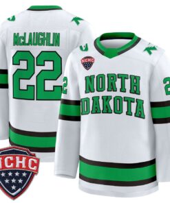 Owen McLaughlin Jersey 22 North Dakota Fighting Hawks 2025 26 Stitched White