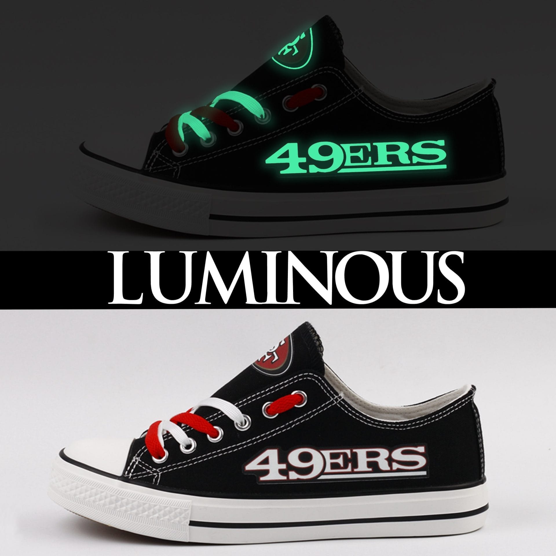 San Francisco 49ers Low Top Canvas Sport Sneakers Shoes For Men Women Fans 3 San Francisco 49ers Low Top Canvas Sport Sneakers Shoes For Men Women Fans - Image 3