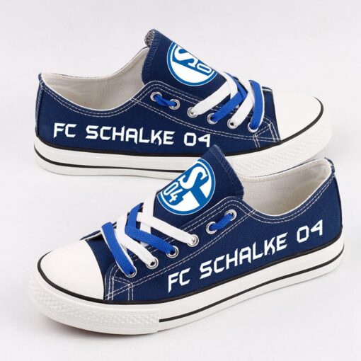 Schalke 04 Low Top Canvas Sport Sneakers Shoes For Men Women Fans - Image 2