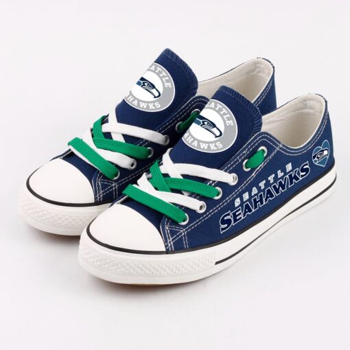 Seattle Seahawks Low Top Canvas Sport Sneakers Shoes For Men Women Fans - Image 2
