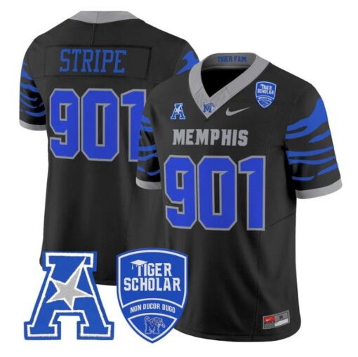 Stripe Jersey #901 Memphis Tigers 2025 Vapor Limited Stitched Black