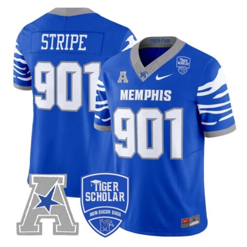 Stripe Jersey #901 Memphis Tigers 2025 Vapor Limited Stitched Royal