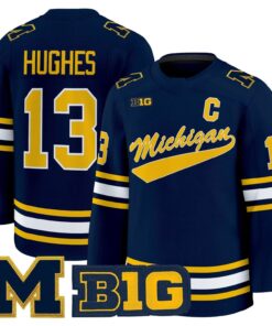 T.J. Hughes Jersey 13 Michigan Wolverines 2025 26 Premium Stitched Navy